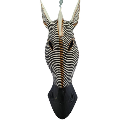 Zebra Mask black finish with fine white stripes 50cm (Q)