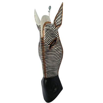 Zebra Mask black finish with fine white stripes 50cm (Q)