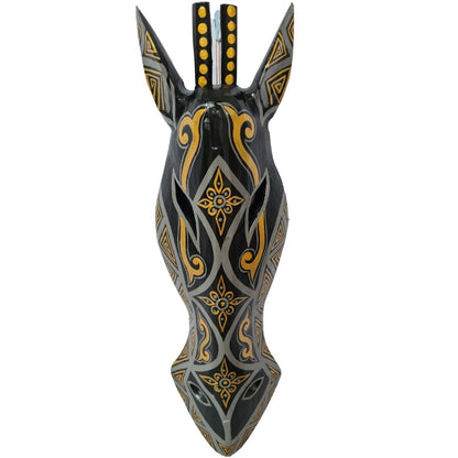 Zebra mask black finish with orange/grey motifs 50cm (A)