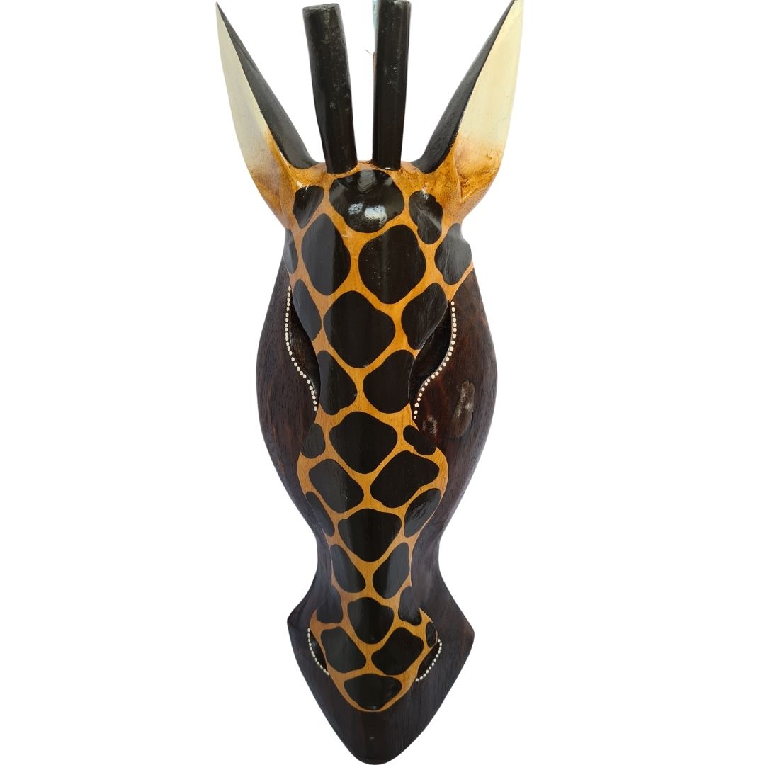 Zebra mask dark finish with brown &amp; white patterns 50cm (M)