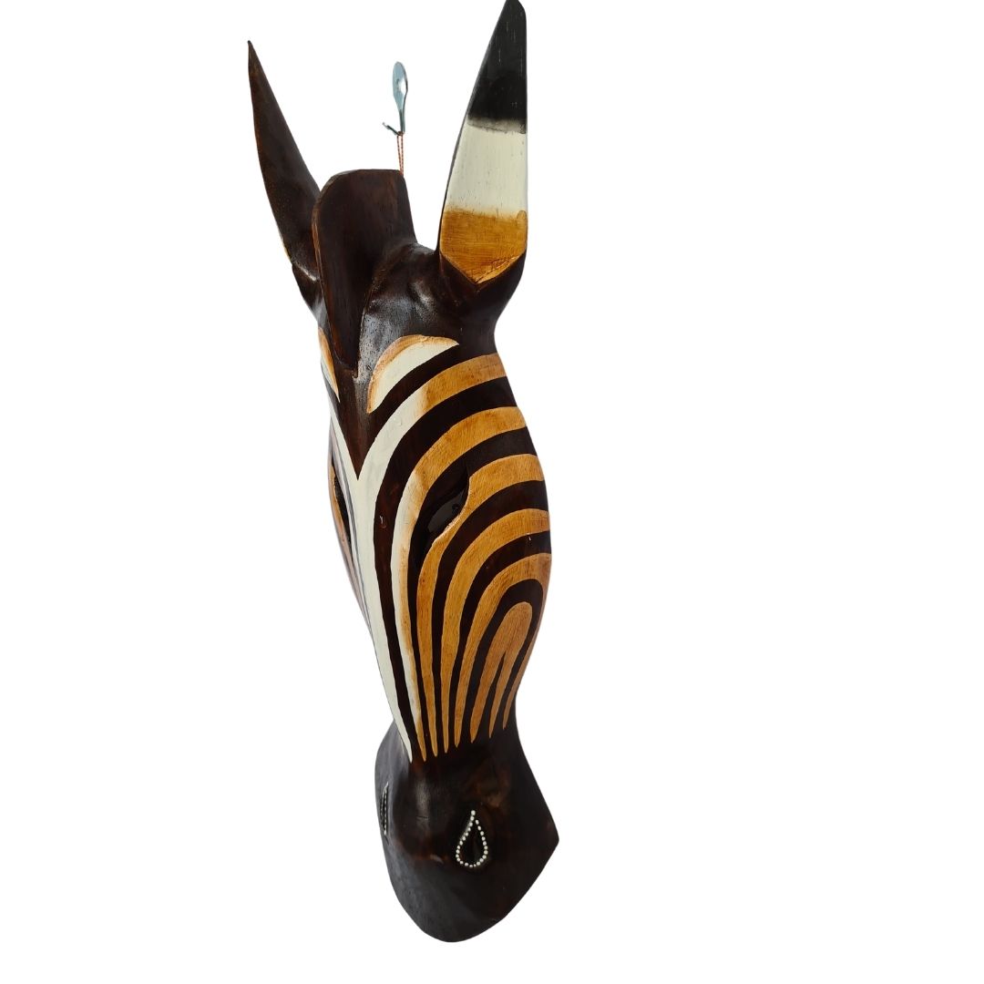 Zebra mask dark finish with brown/white stripes 50cm (L)