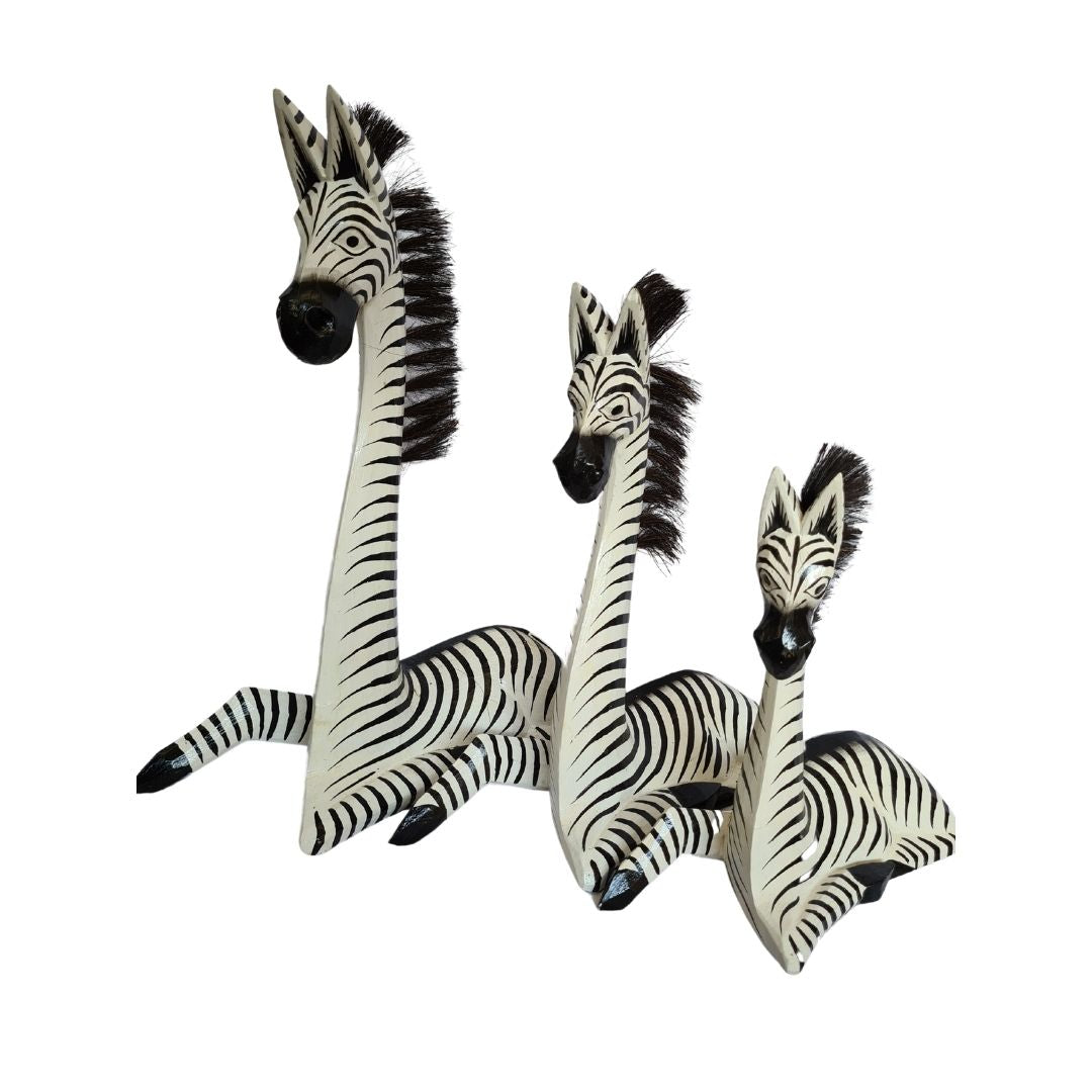 Zebra sitting - set of 3 - 30, 40 &amp; 50cm