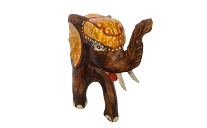 Elephant walking timber finish with gold/red howdah 25cm (f)